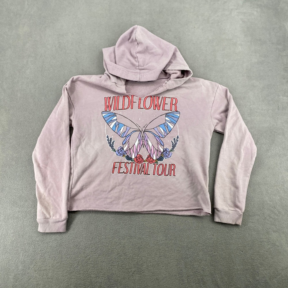 Fifth Sun Wildflower Festival Tour Butterfly Graphic Hoodie Mauve Purple Small